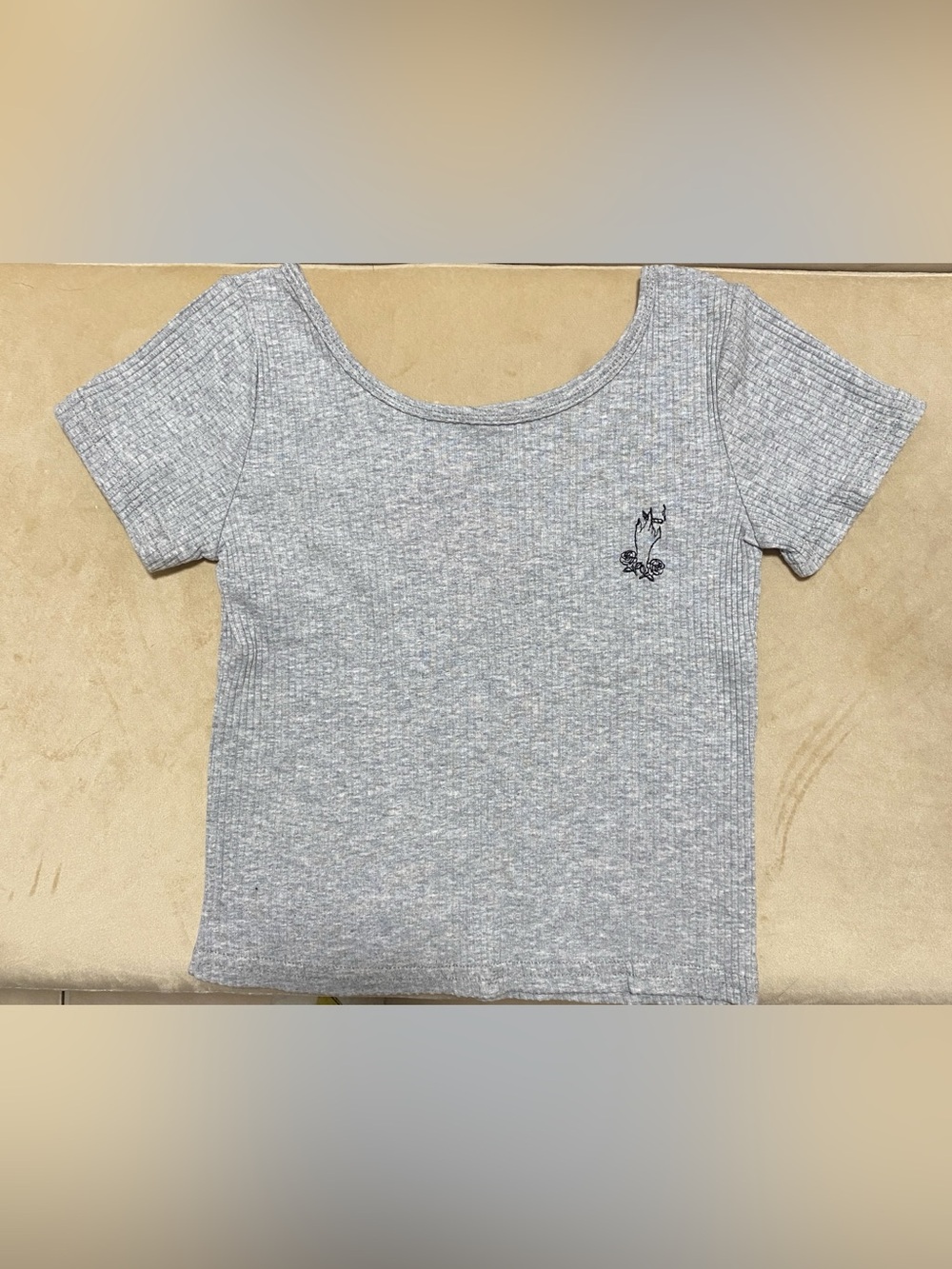 Lit & Luxury Gray Ribbed Short Sleeve Top